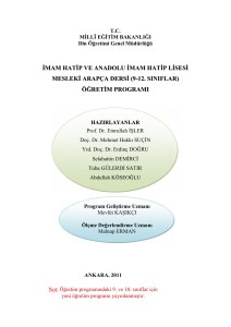 İmam Hatip ve Anadolu İmam Hatip Lisesi Mesleki Arapça Dersi (9–12. sınıflar) Öğretim Programı, MEB 2011 – kapak